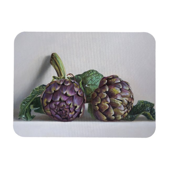 Magnet Flexible Peinture hyperréaliste d'artichauts violets (Horizontal)