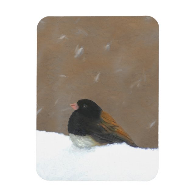Magnet Flexible Peinture Junco foncée - Art original pour oiseaux (Vertical)