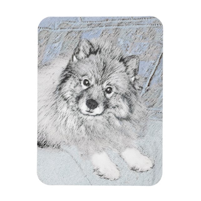 Magnet Flexible Peinture Keeshond Beth - Joli art original chien (Vertical)