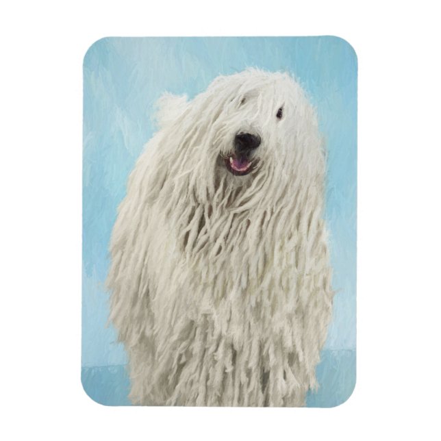Magnet Flexible Peinture Komondor - Cute Original Chien Art (Vertical)