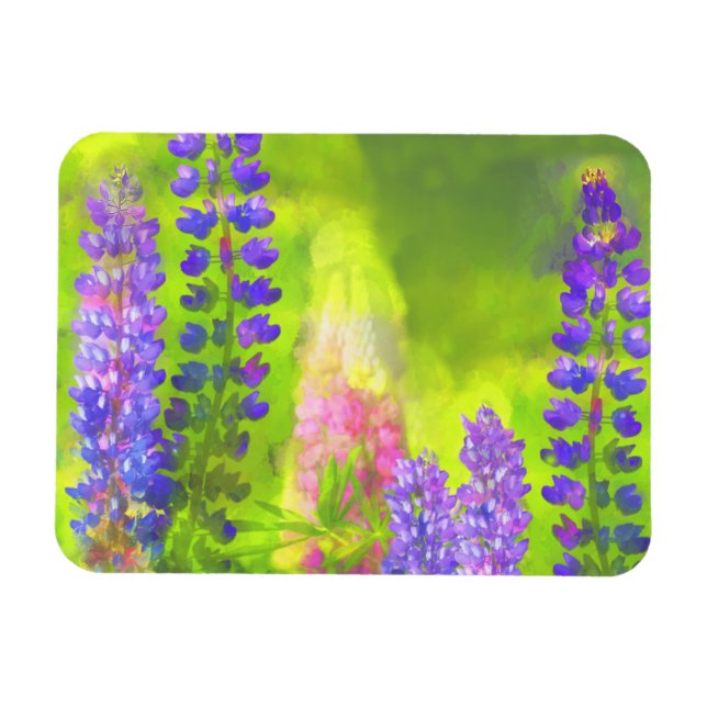 Magnet Flexible Peinture Lupine - Art Fleur Original (Horizontal)