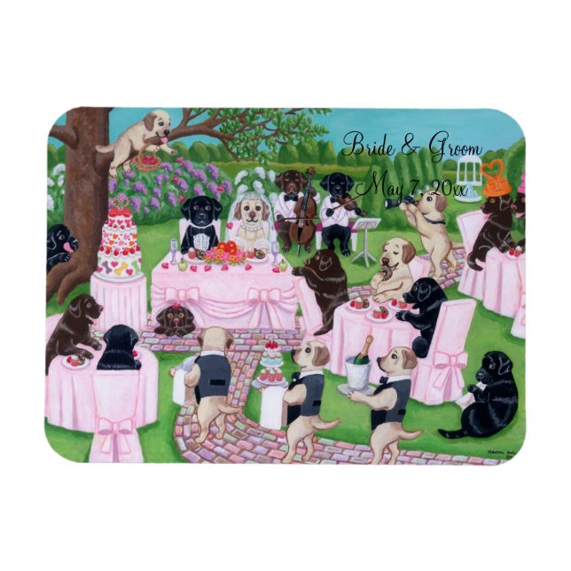Magnet Flexible Peinture Mariage personnalisée au Labrador (Horizontal)