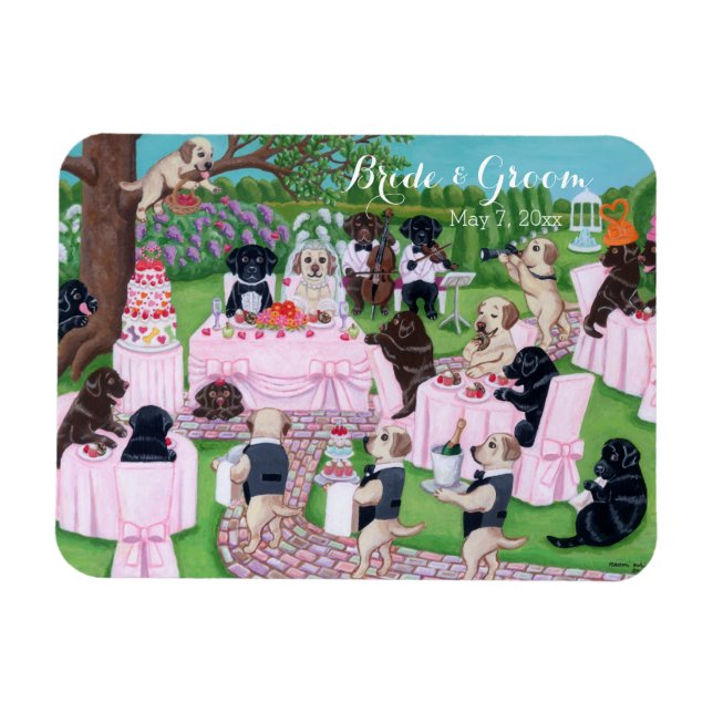 Magnet Flexible Peinture Mariage personnalisée au Labrador (Horizontal)