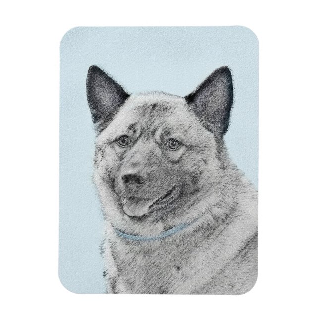 Magnet Flexible Peinture norvégienne Elkhound - Art original Chien (Vertical)