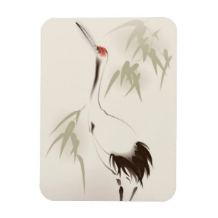 Magnet Flexible Peinture orientale de style, grue Rouge-couronnée