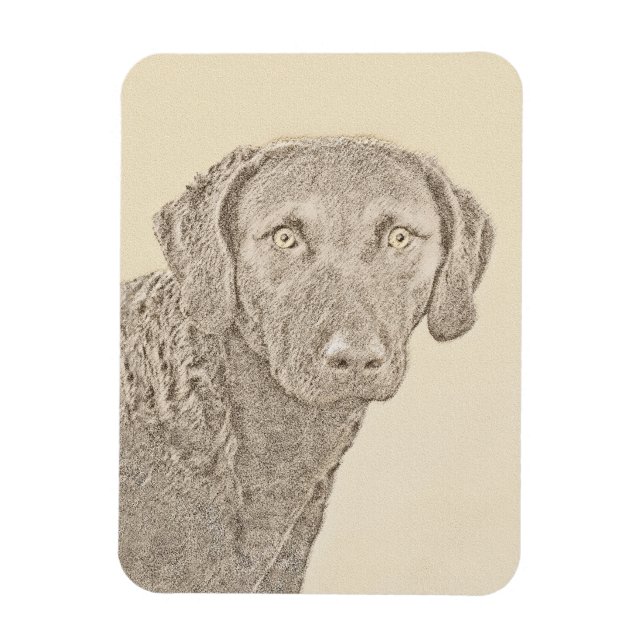 Magnet Flexible Peinture originale de chien par Retriever de Chesa (Vertical)