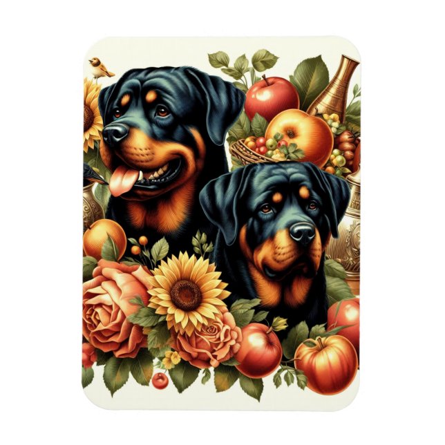 Magnet Flexible Peinture par Rottweiler rétro (Vertical)