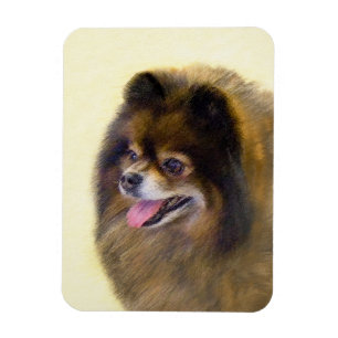 Magnet Flexible Peinture Poméranienne Noir et Tan Art Chien origin