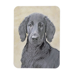 Magnet Flexible Peinture Retriever à revêtement plat - Art Chien o