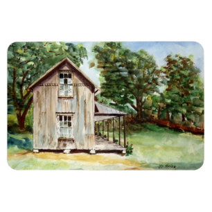 Magnet Flexible Peinture rustique d'aquarelle de vieille ferme de