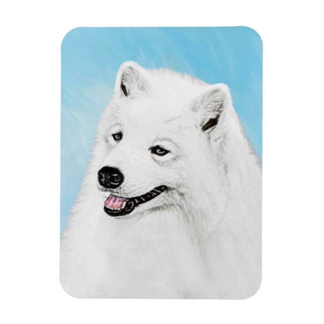 Magnet Flexible Peinture Samoyed - Cute Original Chien Art (Vertical)