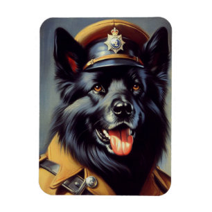 Magnet Flexible Peinture vintage de berger allemand noir