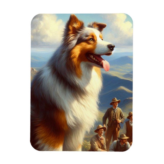 Magnet Flexible Peinture vintage de berger australien (Vertical)