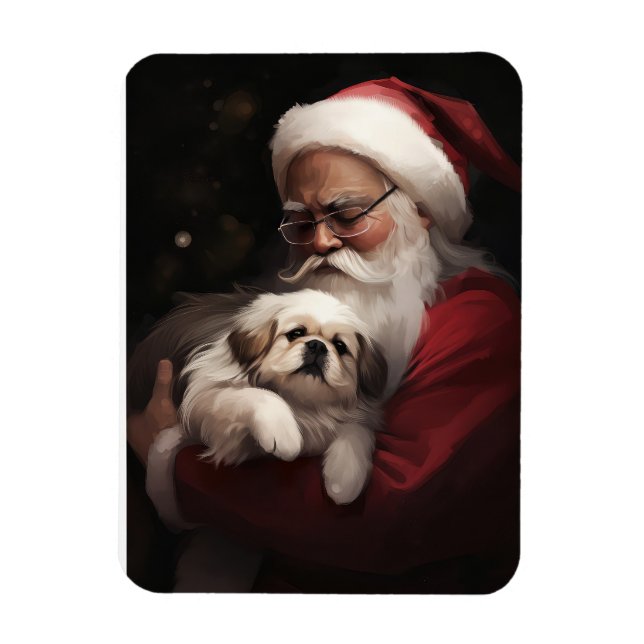 Magnet Flexible Pékinois avec le Père Noël Noël Festive (Vertical)