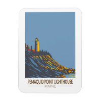 Pemaquied Point Lighthouse Maine Travel Art Vintag