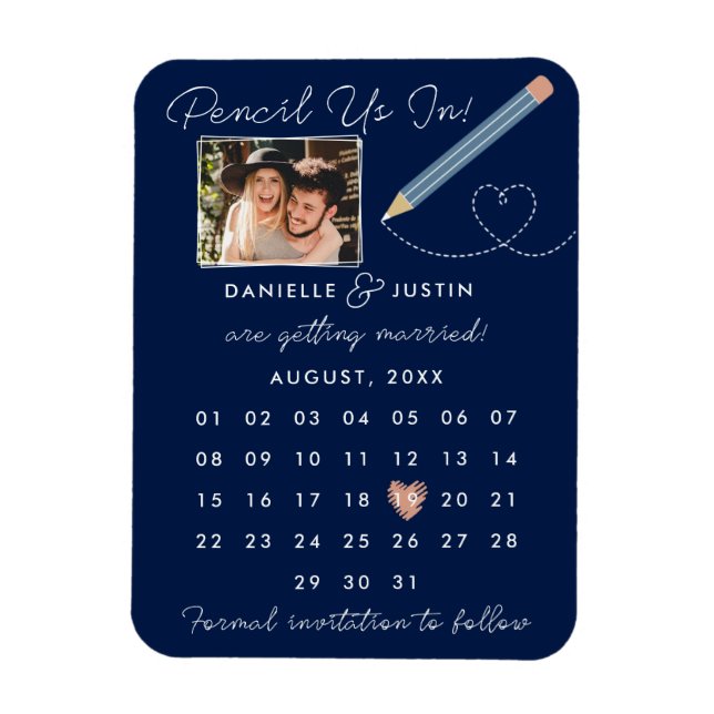 Magnet Flexible "Pencil Us In" Calendrier moderne Enregistrer la d (Vertical)