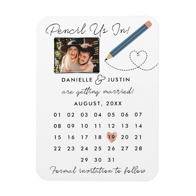 Magnet Flexible "Pencil Us In" Calendrier moderne Enregistrer la d (Vertical)