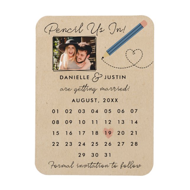 Magnet Flexible "Pencil Us In" Calendrier moderne Enregistrer la d (Vertical)
