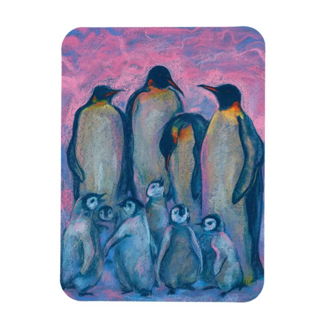 Magnet Flexible Penguins empereurs, Oiseaux de l'Antarctique Paren (Vertical)