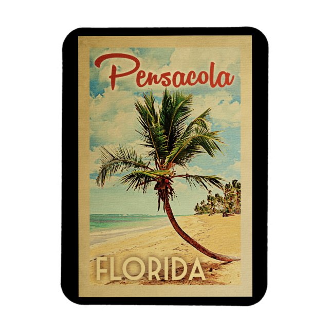 Magnet Flexible Pensacola Palm Tree Vintage voyage (Vertical)