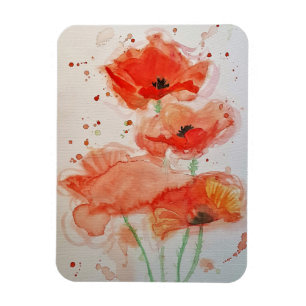 Magnet Flexible Pépites rouges brillantes Watercolor Flower Floral