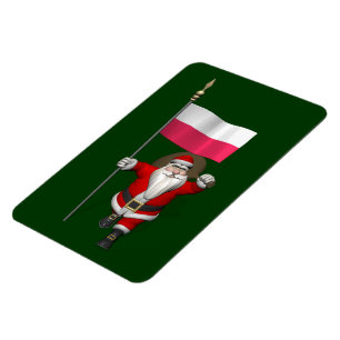 Magnet Flexible Père Noël Avec Drapeau De Pologne