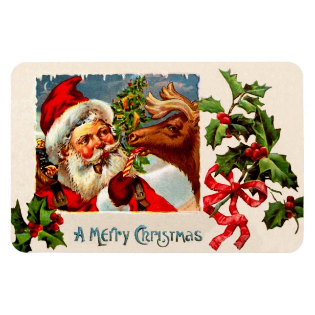 Magnet Flexible Père Noël avec rennes (Horizontal)