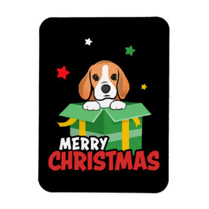 Magnet Flexible Père Noël Beagle Amoureux de Chien Joyeux Noël Xma