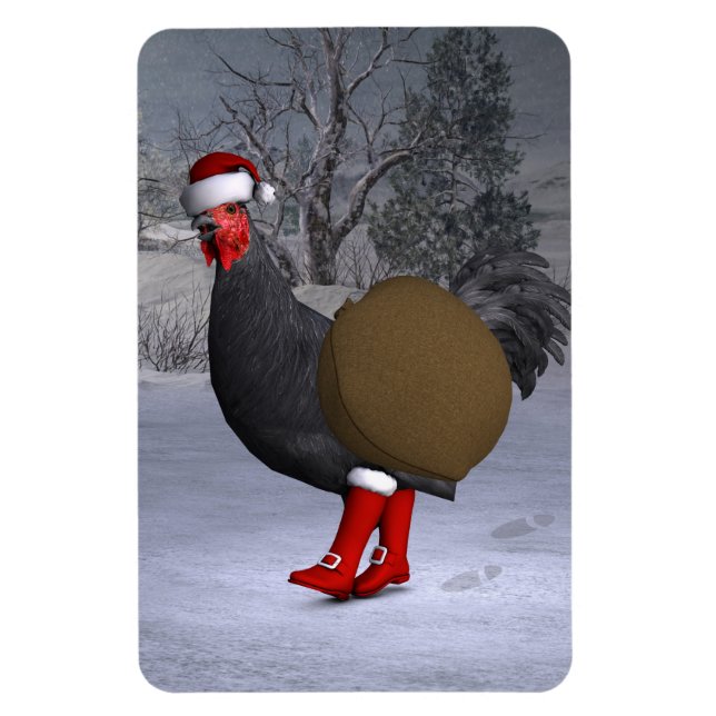 Magnet Flexible Père Noël coq noir (Vertical)
