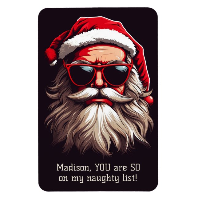 Magnet Flexible Père Noël Grumpy Texte Personnalisé (Vertical)