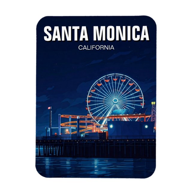 Magnet Flexible Père Noël Monica Pier Californie Los Angeles (Vertical)