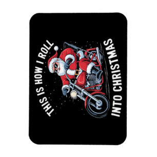 Magnet Flexible Père Noël Moto Motocyclette Noël Essentiel