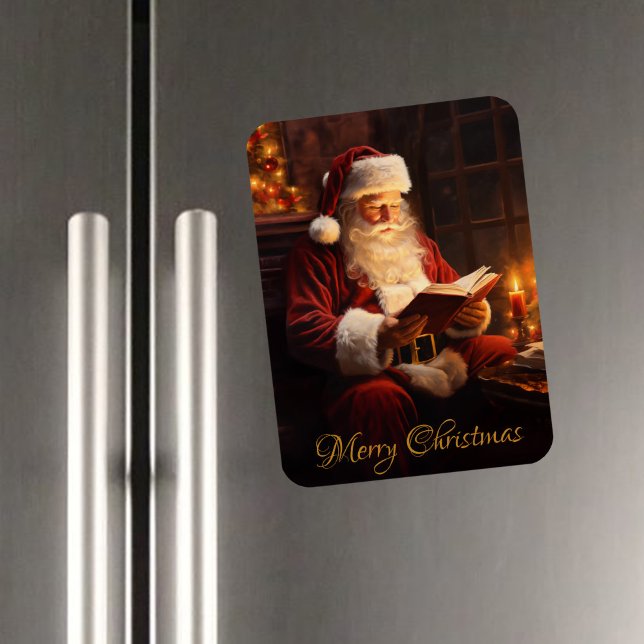 Magnet Flexible Père Noël vintage Lecture d'un livre (Créateur téléchargé)