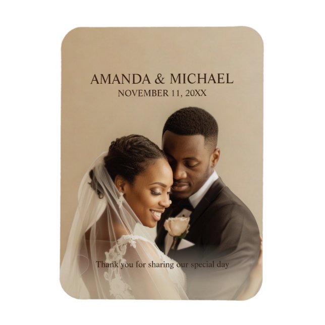 Magnet Flexible Personalized Photo Favor with Names & Wedding Date (Vertical)