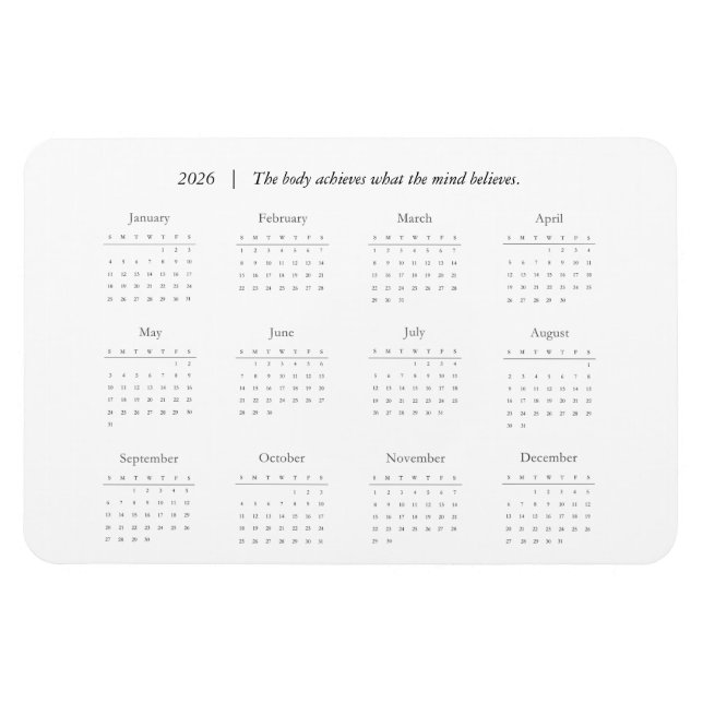 Magnet Flexible Personalized Quote 2026 Calendar Magent (Horizontal)