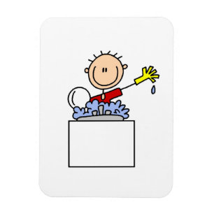 Magnet Flexible Personnage bâton faisant la vaisselle