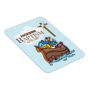 Magnet Flexible Personnalisable, baptême de bébé garçon Arche de N