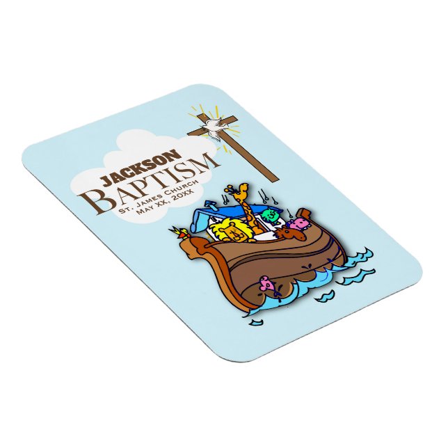 Magnet Flexible Personnalisable, baptême de bébé garçon Arche de N (Côté Droit)