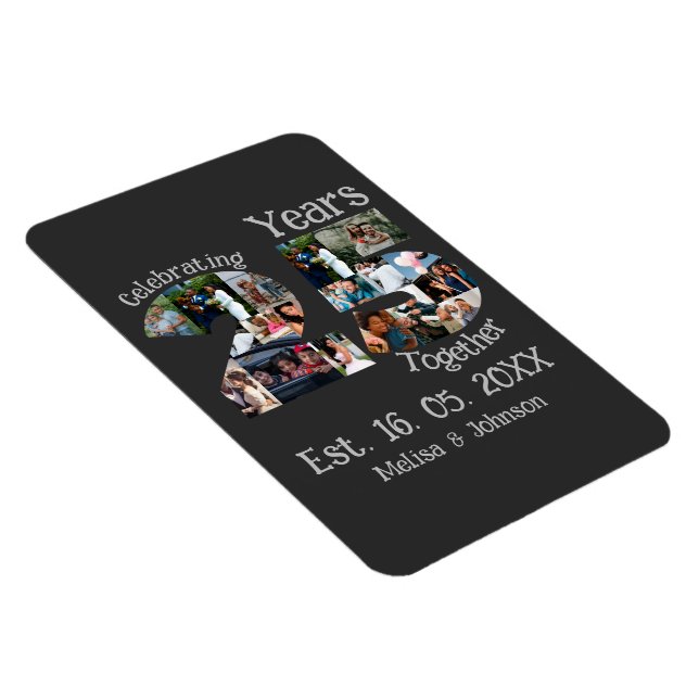Magnet Flexible Personnalisé 25e anniversaire mariage photo collag (Côté Droit)