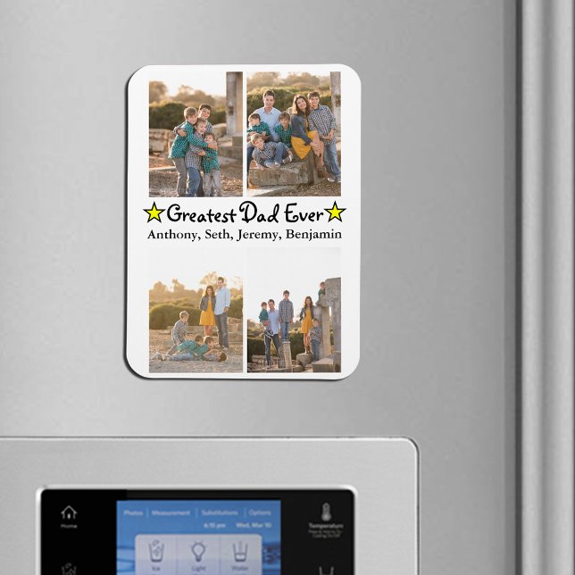 Magnet Flexible Personnalisé 4 photo plus grand papa jamais Fête d (Custom 4 Photo Greatest Dad Ever Father's Day Magnet)