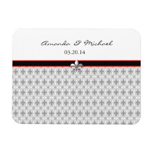 Magnet Flexible Personnalisé noir gris rouge Fleur de Lis Motif