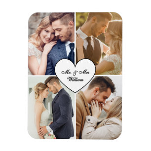 Magnet Flexible Personnalisé Nom Couple Photo Mr & Mrs.