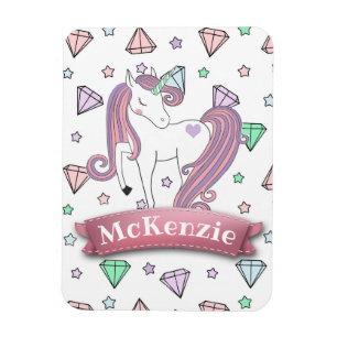 Magnet Flexible Personnalisé Pretty Pastel Unicorn Gemmes de di