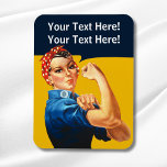 Magnet Flexible Personnalisé Rosie le Riveter Vintage Retro<br><div class="desc">Ajoutez votre propre texte à ce design Rosie le Riveter personnalisable.</div>