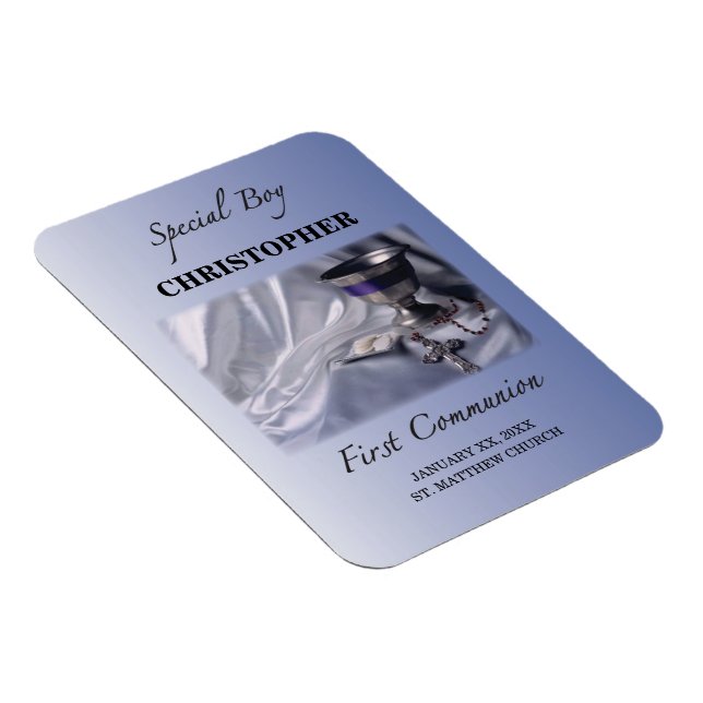 Magnet Flexible Personnaliser, Garçon, Première communion bleue (Côté Droit)