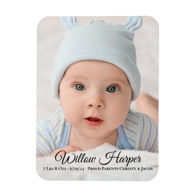 Magnet Flexible Personnaliser Photo Baby Faire-part de naissance (Vertical)