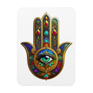 Magnet Flexible Pétales de fleurs de couleur de paon Hamsa Vert Tr