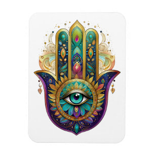 Magnet Flexible Pétales violettes vert or Hamsa turquoise Troisièm