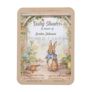 Magnet Flexible Peter Rabbit Baby shower Invitation
