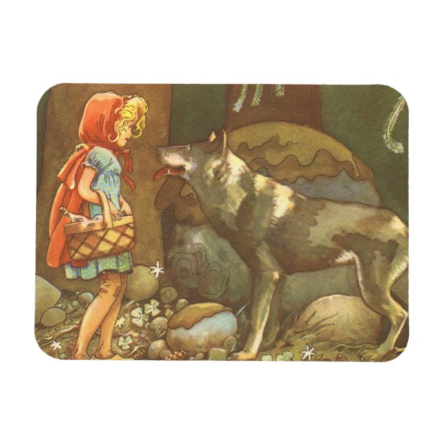 Magnet Flexible Petit Chaperon Rouge, Conte Vintage Fée (Horizontal)